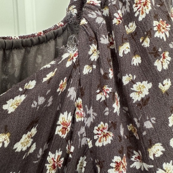 Bohme Midi Flowy Dress Purple Ditsy Floral Ruffle Western Boho Prairie Large - Picture 9 of 9